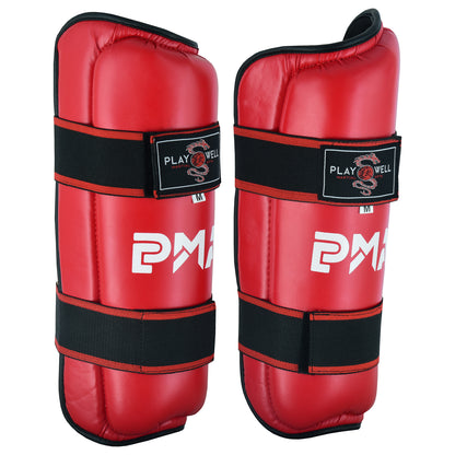 Childrens Semi Contact Elite Kickboxing Shin Guards  - Red