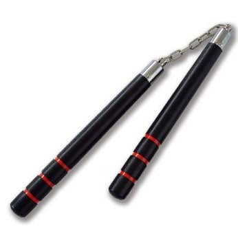 Deluxe Wooden Black Oak 3 Stripes Nunchucks  B.B