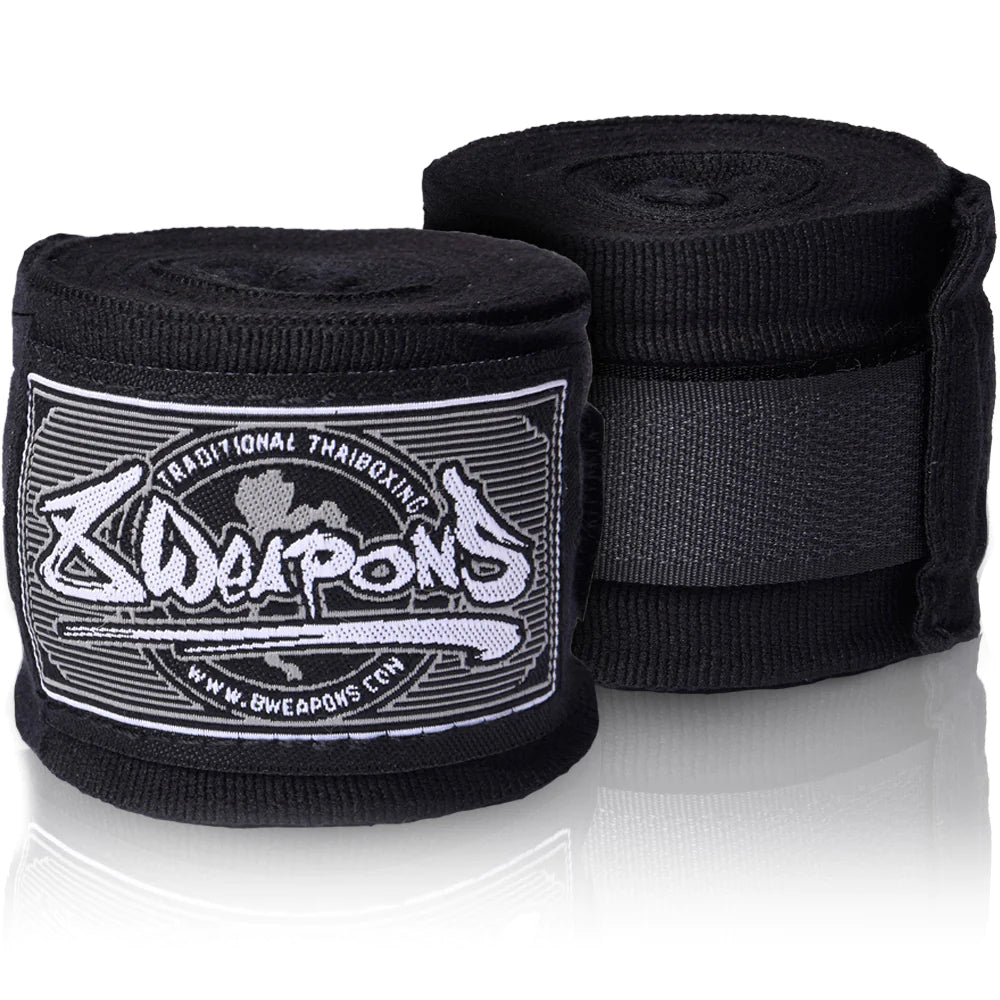 8 Weapons Semi Elastic 5M Hand Wraps - Black