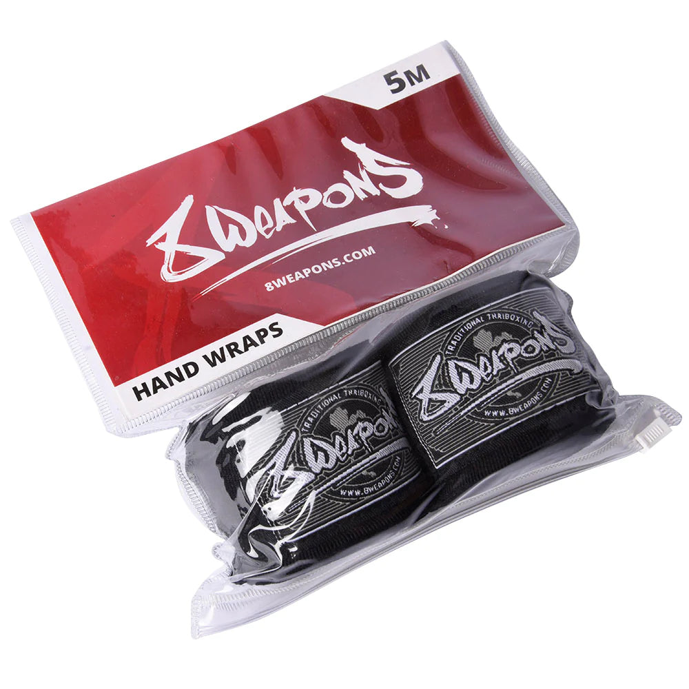 8 Weapons Semi Elastic 5M Hand Wraps - Black