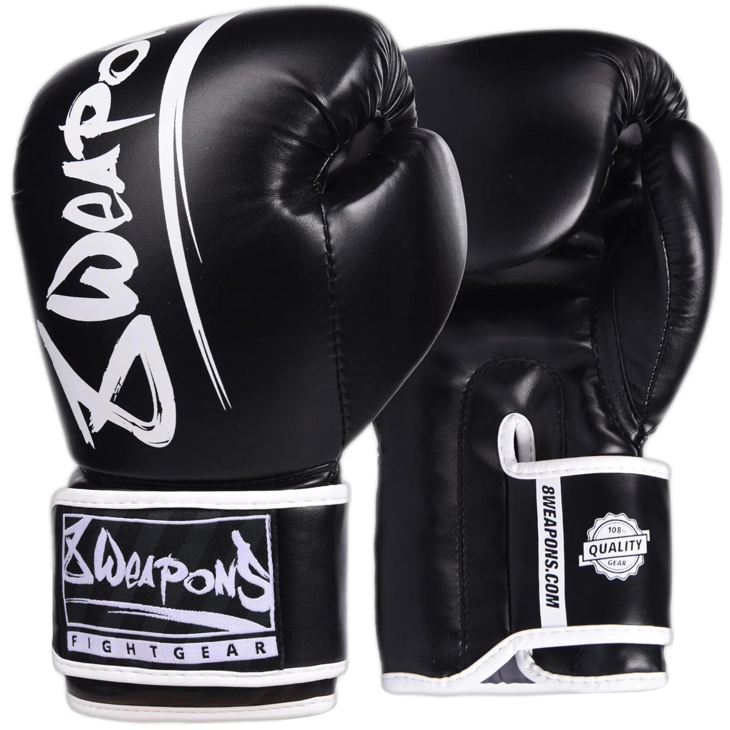 8 Weapons Unlimited Muay Thai Boxing Gloves - Black/White