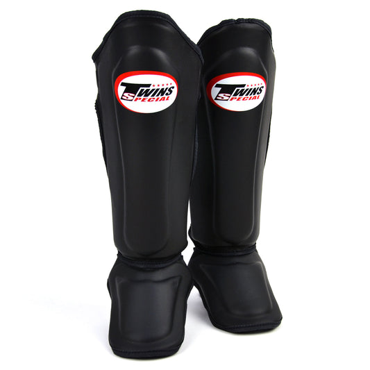 Twins Black Double Padded Shin Guards  - NEW