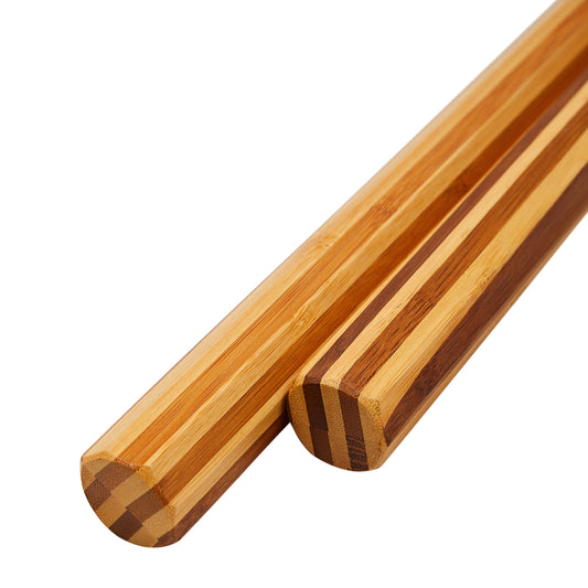 NR-074B: Octagonal Bamboo Striped Nunchaku W/ Cord