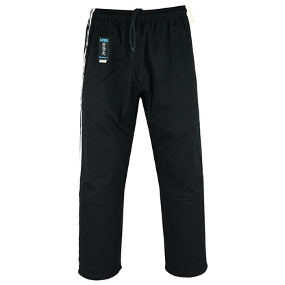 Full Contact Trousers - Black W/ 2 White Stripes Cotton