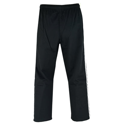 Full Contact Trousers - Black W/ 2 White Stripes Cotton