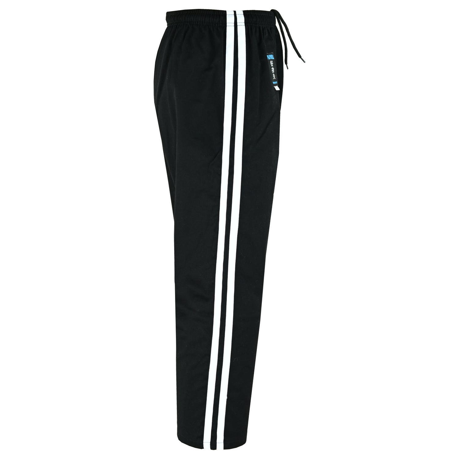 Full Contact Trousers - Black W/ 2 White Stripes Cotton