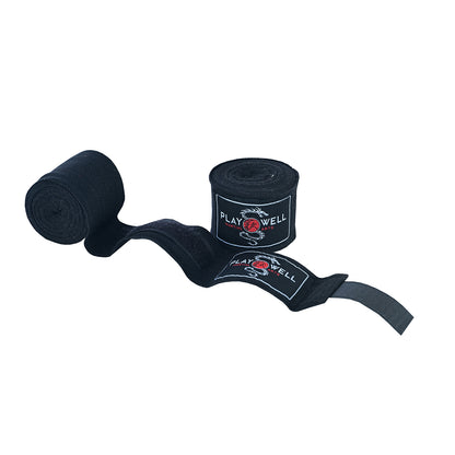 Boxing Elasticated Stretch Cotton Black Hand Wraps  - 4M