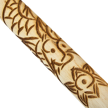 Bo Staff White Oak Carved Dragon