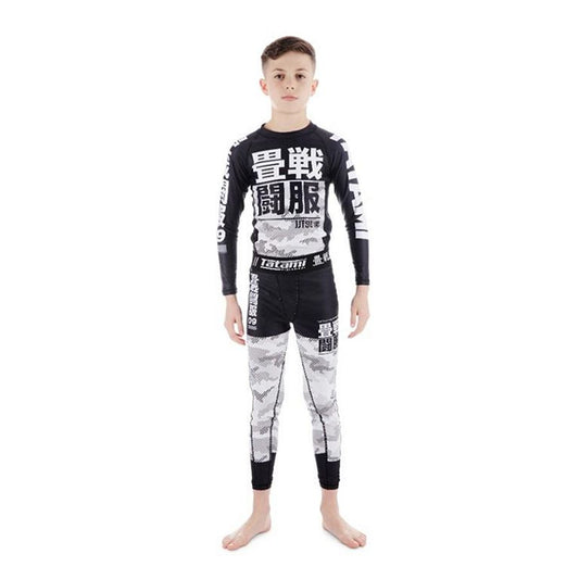 Tatami Kids Essential Camo Long Sleeve Rash Guard - White