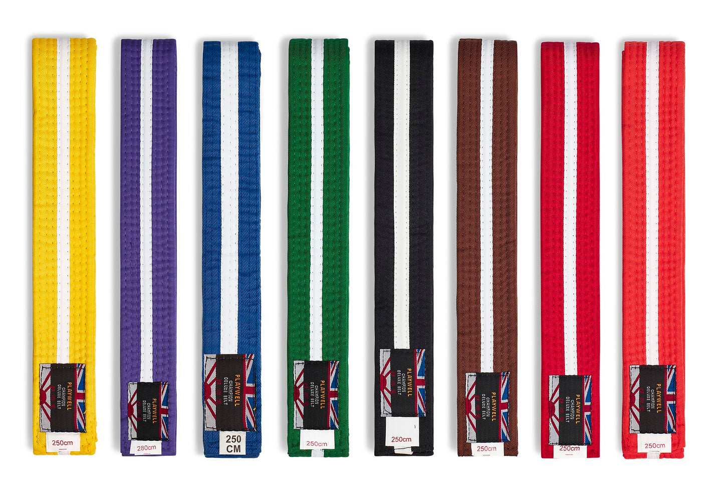 Grade Belt: Coloured with White Stripe