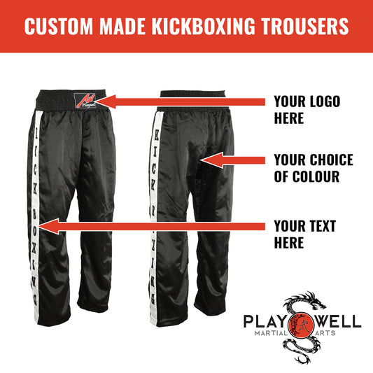 Custom Made Martial Arts Kickboxing Trousers v2   - Your Logo