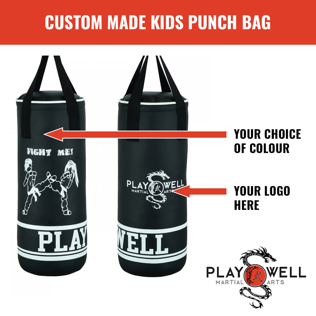 Custom Made Martial Arts Kids Boxing Punching Bag  - Your Logo