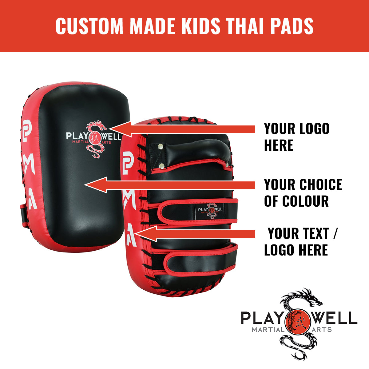 Custom Made Martial Arts Kids Thai Pads  - Your Logo