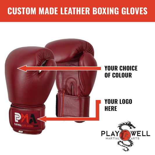 Custom Made Martial Arts Leather Boxing Gloves -  Your Logo