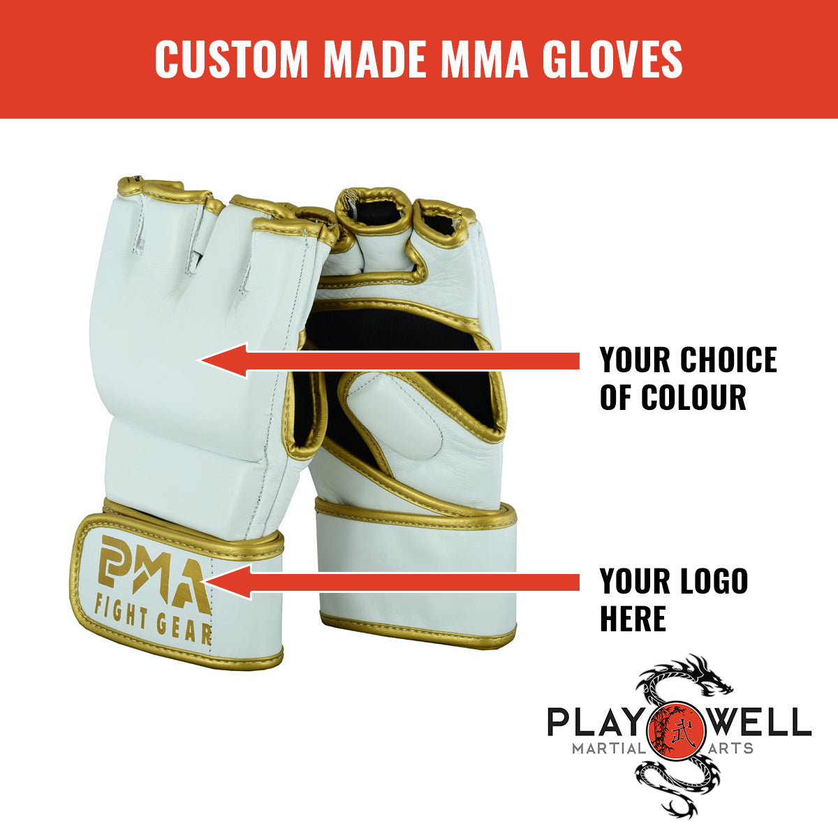 Custom Made Martial MMA Gloves  V2 -  Your Logo