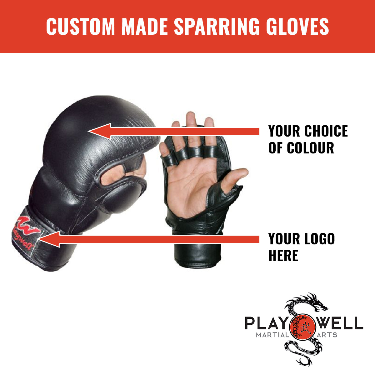 Custom Made Martial MMA Gloves  V2 -  Your Logo