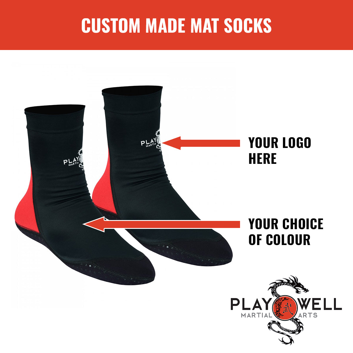 Custom Made Martial Arts Mat Socks  - Your Logo