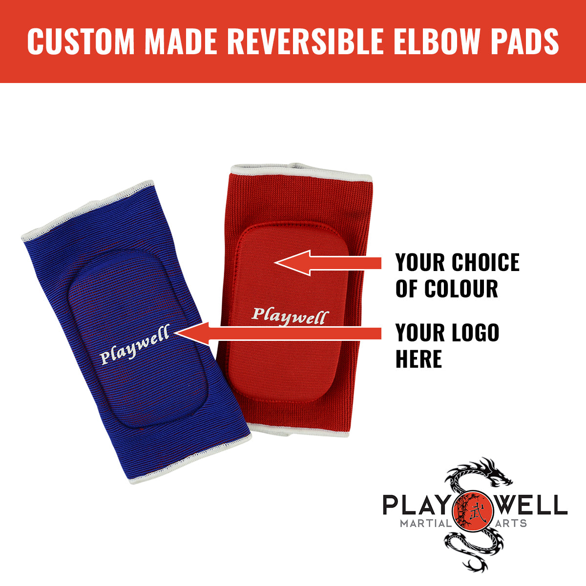 Custom Made Martial Reversible Elbow Pads  -  Your Logo