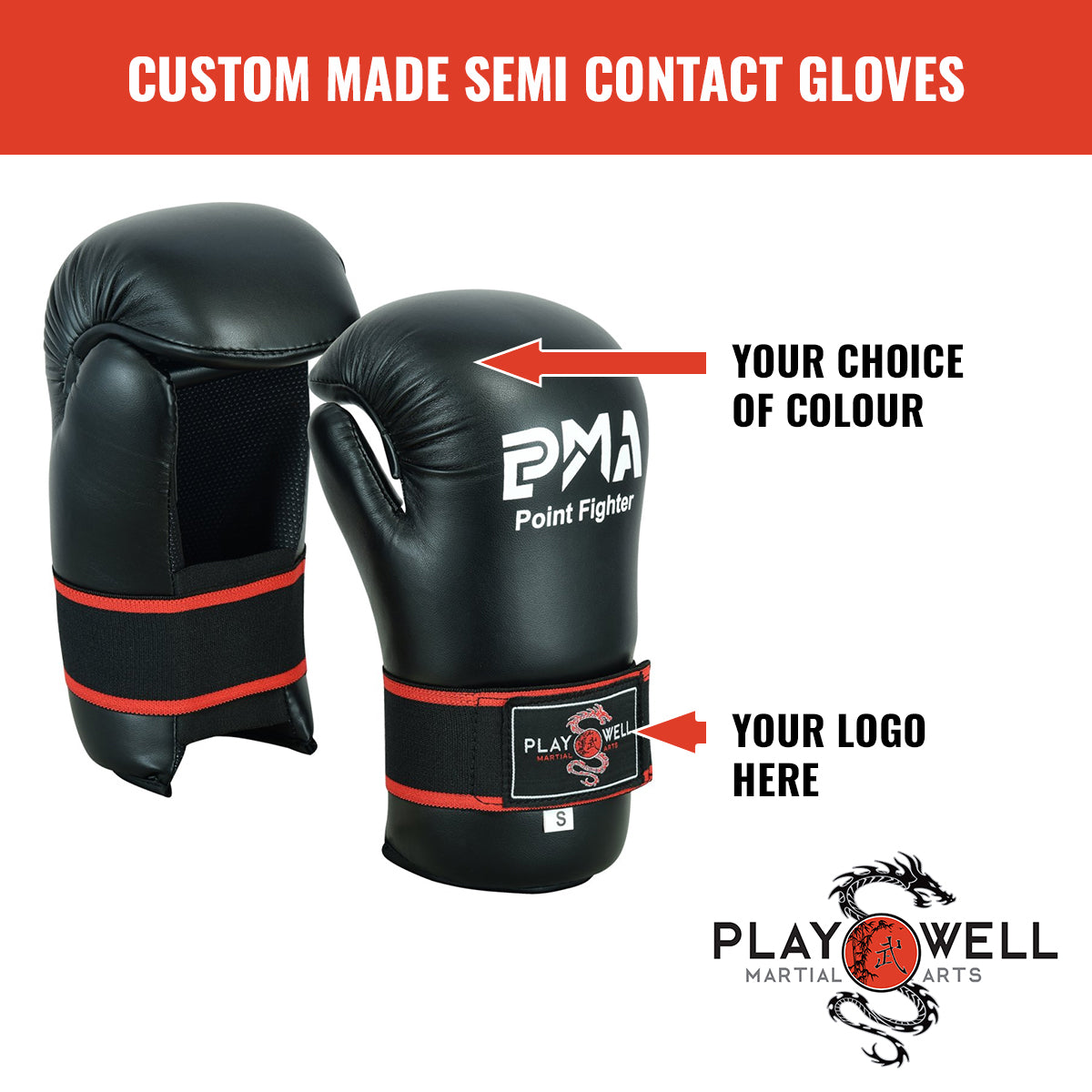 Custom Made Martial Semi Contact Sparring Gloves  -  Your Logo