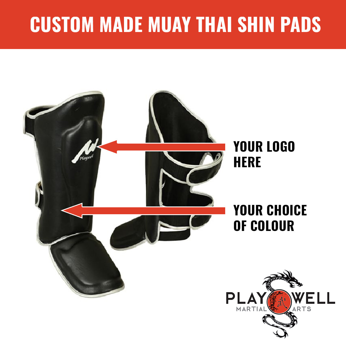 Custom Made Martial Muay Thai Shin Pads -  Your Logo