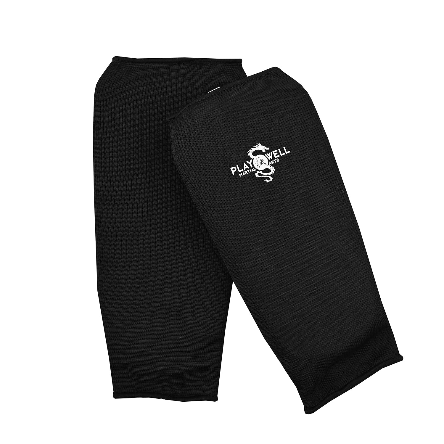 Elasticated Cotton Shin Pads  - Black