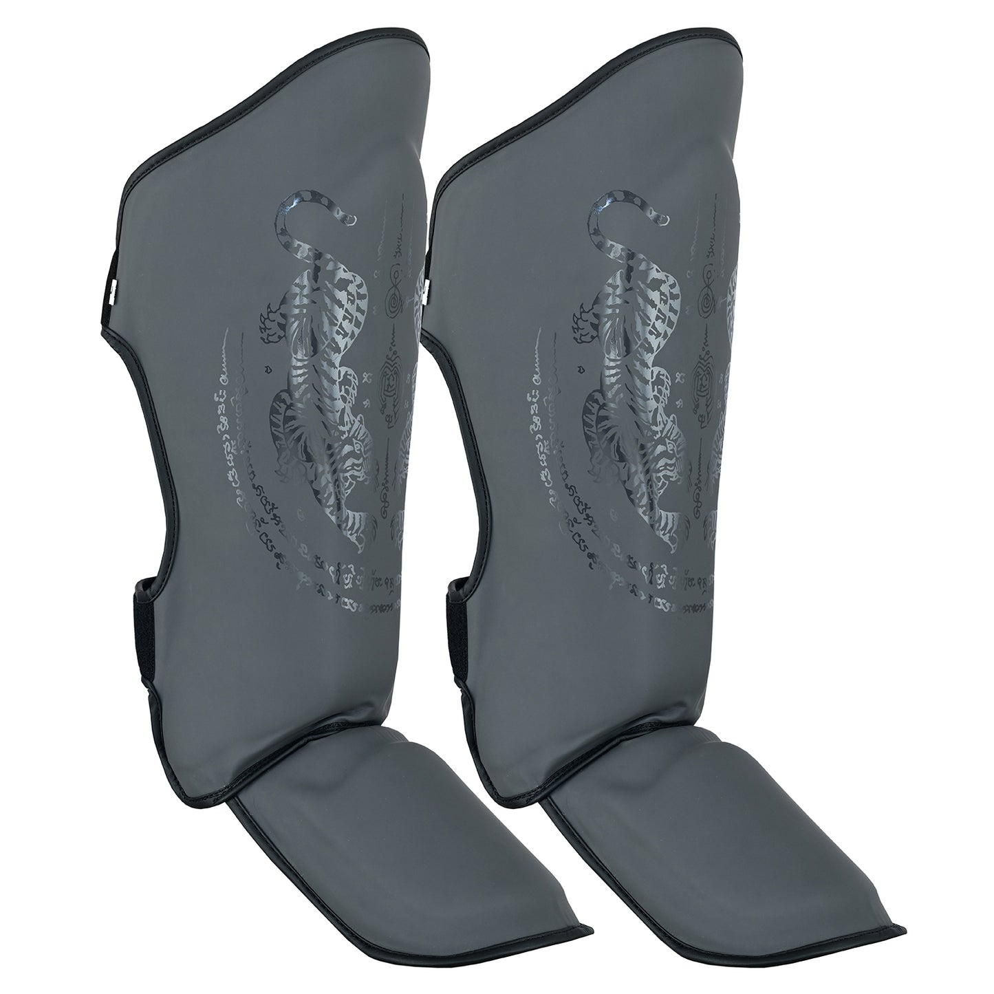 Pro MMA Stand Up Muay Thai Twin Tiger Shin Instep Guards - Grey