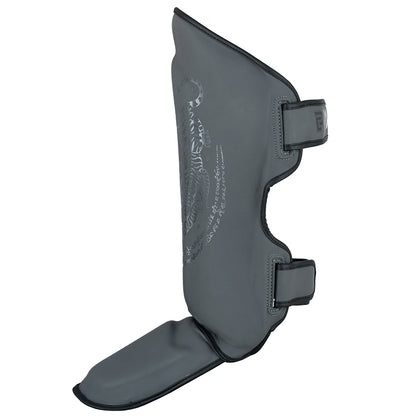 Pro MMA Stand Up Muay Thai Twin Tiger Shin Instep Guards - Grey