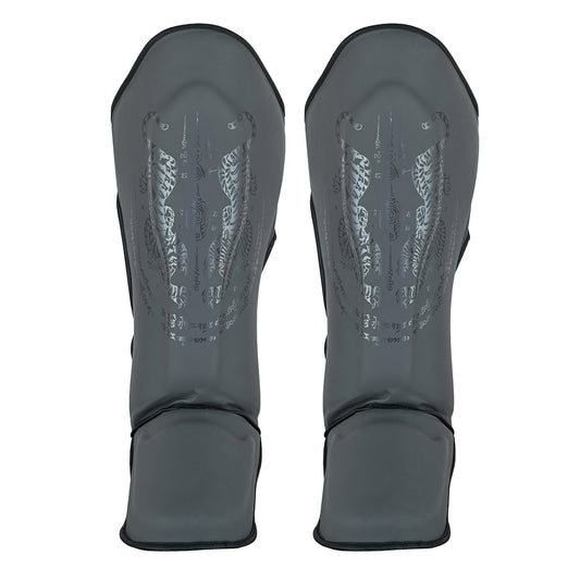 Pro MMA Stand Up Muay Thai Twin Tiger Shin Instep Guards - Grey