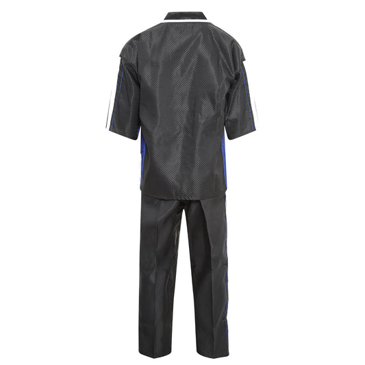 زي فريق النخبة للرياضات الحرة بياقة على شكل حرف V - أسود/أزرق