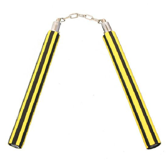 NR-016A: Foam Nunchaku W/ Chain Yellow/Black stripes - PRE ORDER