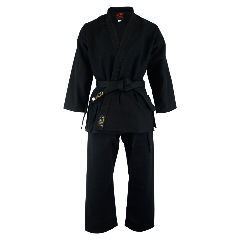 Kids  Karate Deluxe Silver Brand Suit - Black 10oz