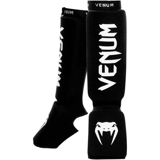 Venum Contact Elasticated Shin Guards - Black/White