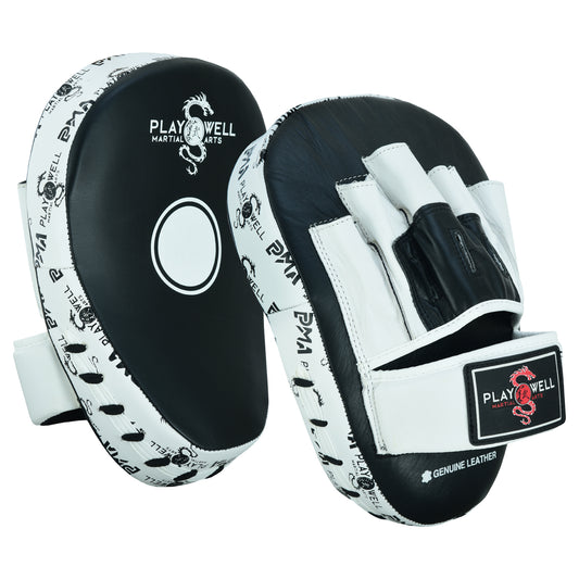 Playwell Elite Light Curved Leather "Logos"  Boxing Focus Pads