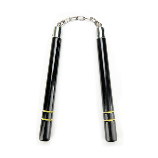 Deluxe Black Oak Nunchucks W/ 2 Yellow  B.B C111