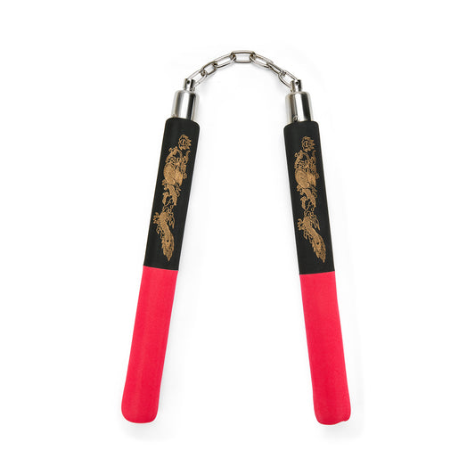 NR-030: Foam Nunchaku with Metal B.B. Red / Black Dragon