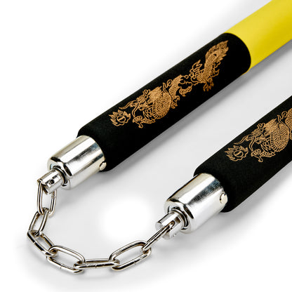 NR-031: Foam Nunchaku with Metal B/Bearing. Yellow / Black Drago