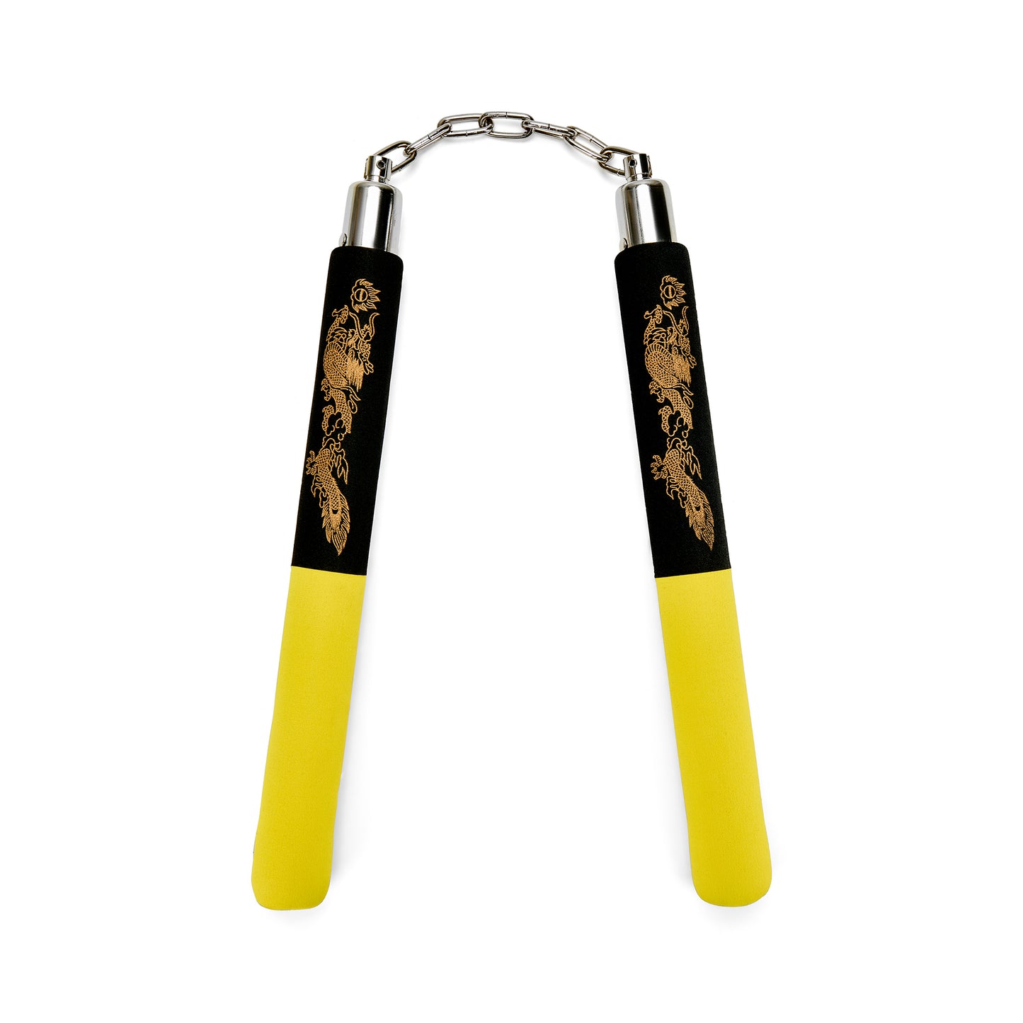 NR-031: Foam Nunchaku with Metal B/Bearing. Yellow / Black Drago