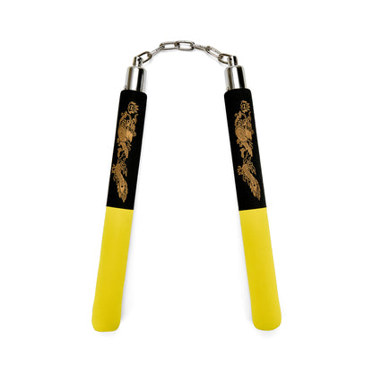 NR-031: Foam Nunchaku with Metal B/Bearing. Yellow / Black Drago