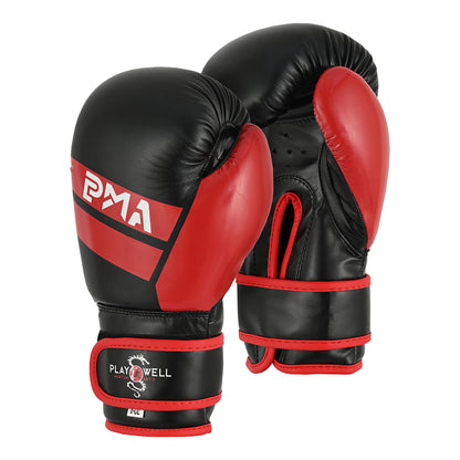 PMA Childrens Elite Vinyl Boxing Gloves Black/Red  - NEW 2026