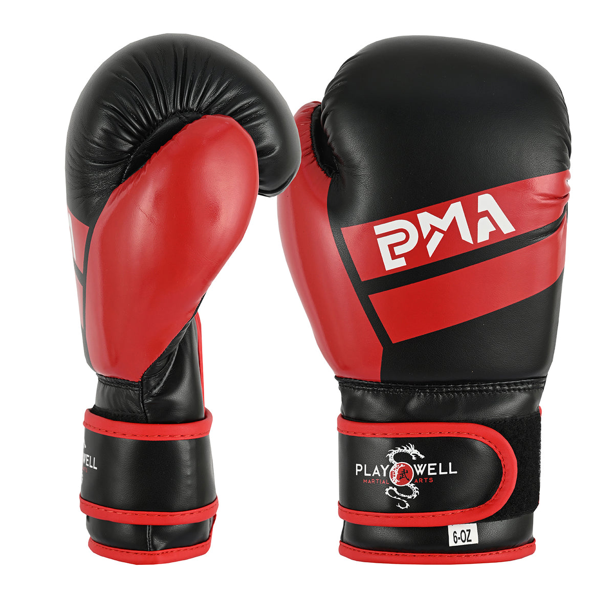 PMA Childrens Elite Vinyl Boxing Gloves Black/Red  - NEW 2026