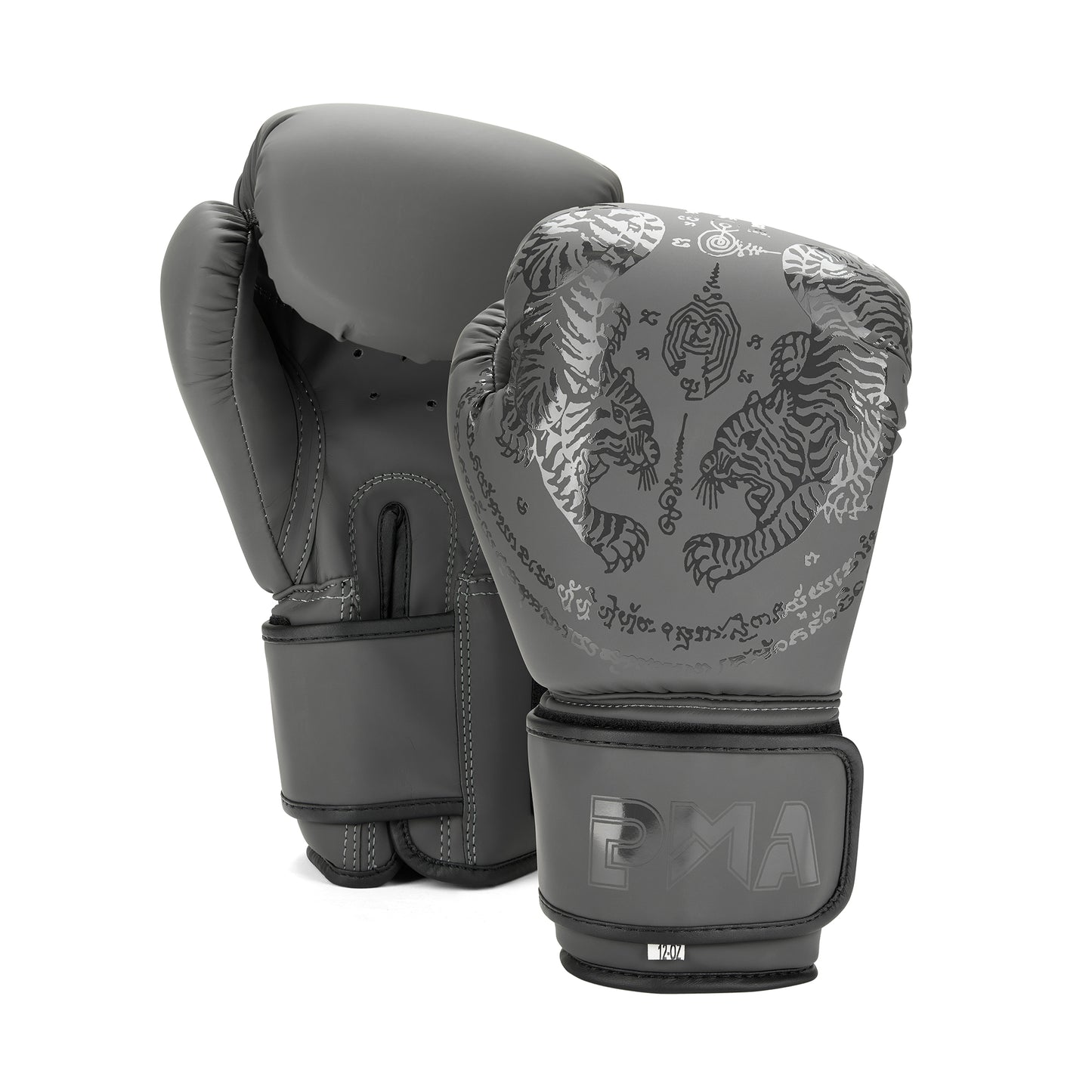 Playwell Matte "Twin Tiger" Boxing Gloves - Grey