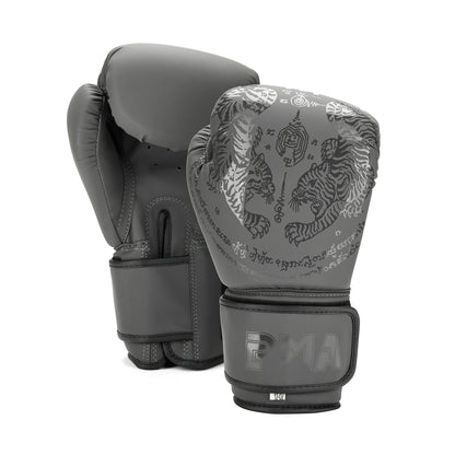 Playwell Matte "Twin Tiger" Boxing Gloves - Grey