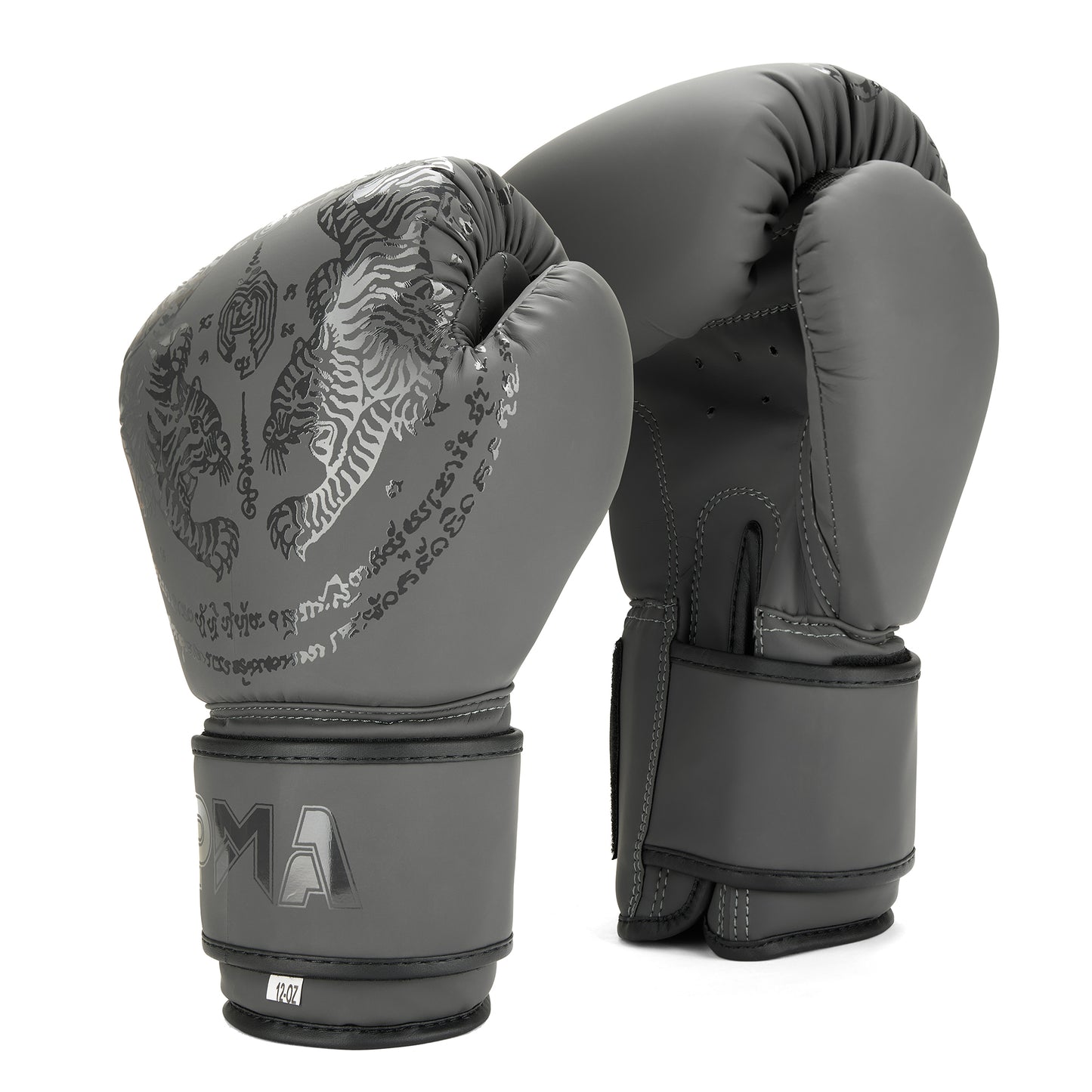 Playwell Matte "Twin Tiger" Boxing Gloves - Grey