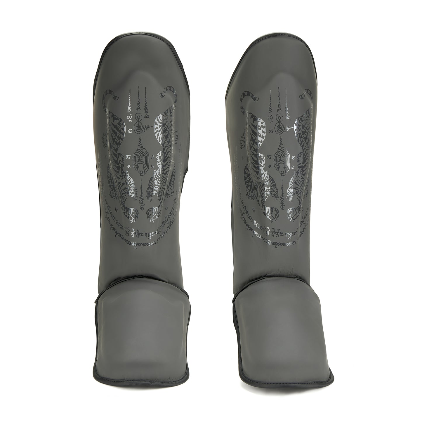 Pro MMA Stand Up Muay Thai Twin Tiger Shin Instep Guards - Grey