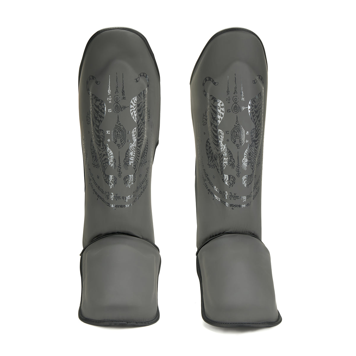 Pro MMA Stand Up Muay Thai Twin Tiger Shin Instep Guards - Grey