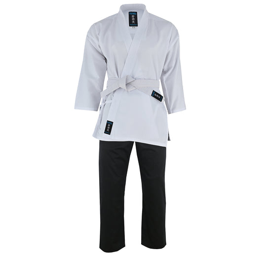 Karate Uniform Mixed Childrens: White / Black Trousers  - 9oz