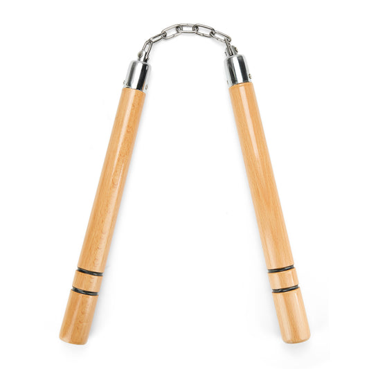 Deluxe Wooden Red Oak W/ 2 Stripes Nunchucks  B.B