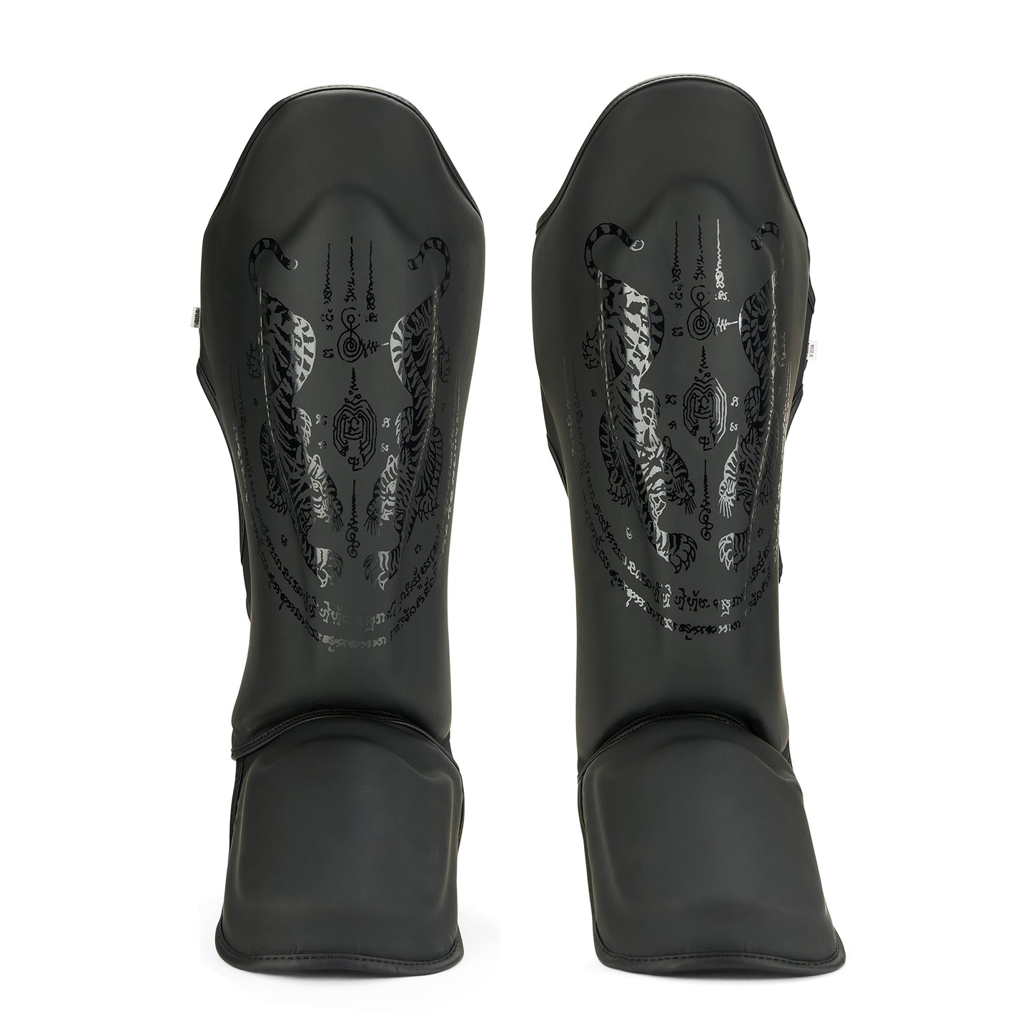 Childrens Muay Thai Twin Tiger Shin Instep Guards - Black
