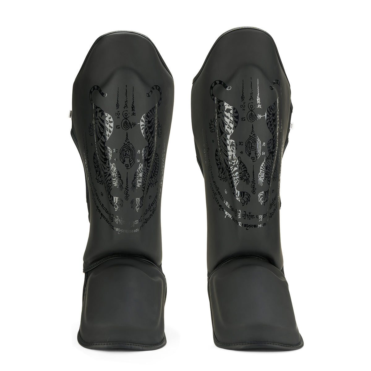 Childrens Muay Thai Twin Tiger Shin Instep Guards - Black