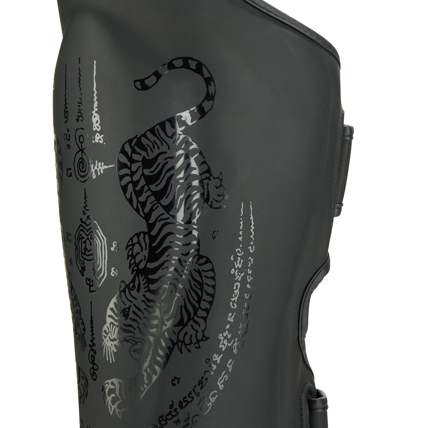 Childrens Muay Thai Twin Tiger Shin Instep Guards - Black